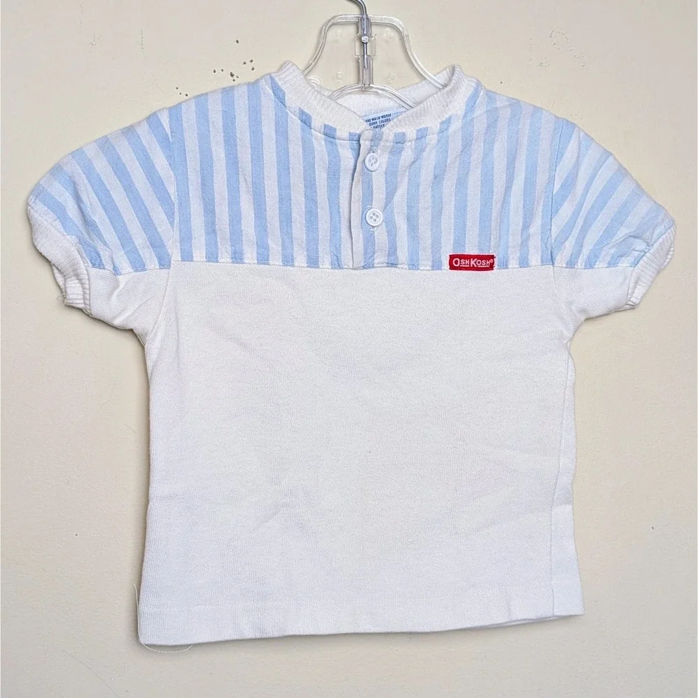 Vintage Oshkosh Baby B'Gosh Pastel Stripe Henley 90s Shirt Infant Size 24 Months